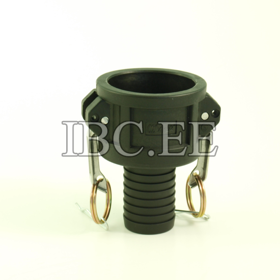2" Camlock coupler type C x 1 1/2" (57mm) hose tail Arms, pin, ring Stainless Steel PP