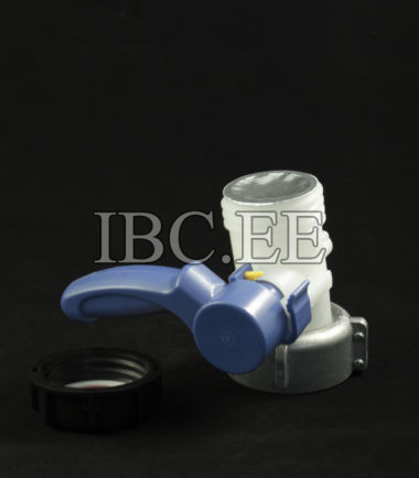 IBC tvertnes konteiners ir ieskrūvējams 62mm DN40 tauriņa vārsts