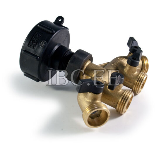 IBC connector S60X6 4 Way Tap Connectors 3/4'' thread male for Irrigation System Garden brass